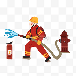 每周之星海报图片_人物职业主题之消防员卡通插画