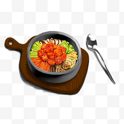 烤肉拌饭logo图片_美食广告之石锅拌饭插画