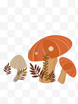 卡通手绘红蘑菇可商用元素