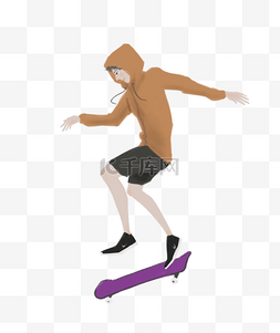 休闲运动之滑板少年主题插画