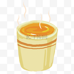 热饮手绘图片_黄色的热橙汁手绘插画