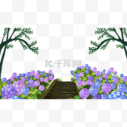 框阶梯图片_花朵与树木小清新装饰边框