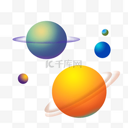 卡通科技星球图片_多个卡通立体星球