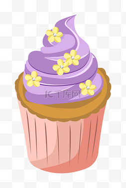 插画奶油蛋糕图片_紫色的奶油蛋糕插画