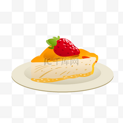 草莓蛋糕美食插画