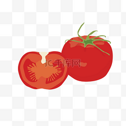 切开的蔬菜图片_卡通矢量手绘写实西红柿