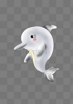 跳动的海豚图片_可爱的灰色小海豚插画