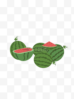 手绘西瓜水果图片_矢量一堆西瓜水果元素
