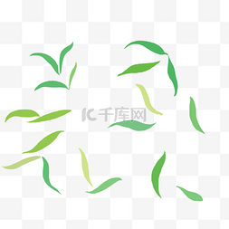 清明节卡通漂浮柳树叶