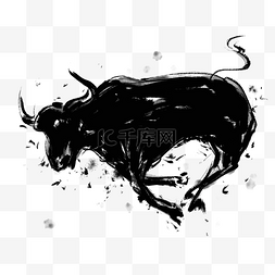 水墨喷画水牛