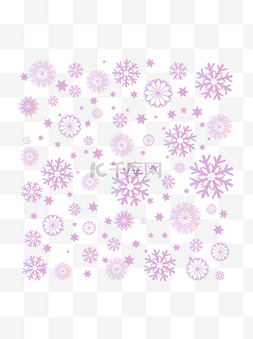 梦幻粉紫色雪花漂浮装饰素材元素