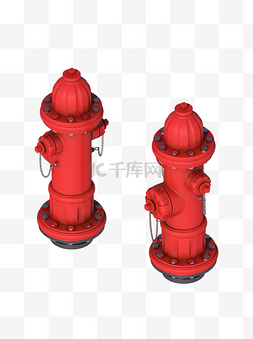 2.5d红色消防栓消防器材