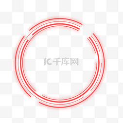 几何边框圆形图片_红色圆形断线科技感边框
