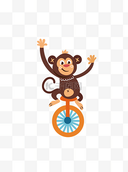 矢量图卡通动物图片_卡通动物动物园猴子简约马戏团演