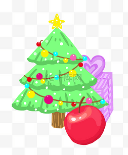 平安果和圣诞树插画