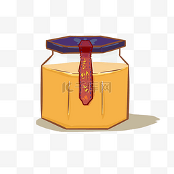 养蜂蜜图片_黄色的蜂蜜罐手绘插画