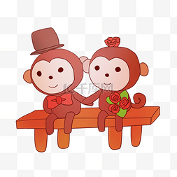 两只约会的猴子情侣