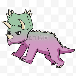 卡通恐龙卡通恐龙图片_紫色的三角龙插画