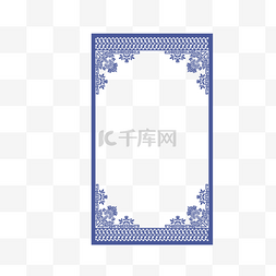 中国风装饰底纹图片_蓝色华青花纹边框插画