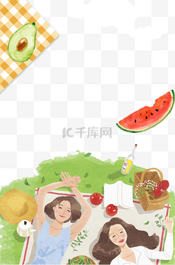 清凉夏日海报图片_卡通夏天清凉度假主题边框