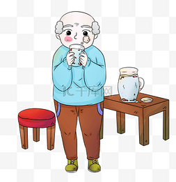 冬季喝养生茶老人