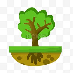 棕色大树图片_公益绿色的大树插画