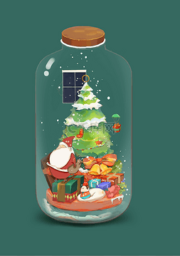 手绘圣诞铃铛礼物图片_卡通圣诞装饰树