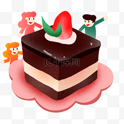 年夜饭巧克力蛋糕插画