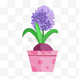 粉色植物盆栽图片_手绘卡通紫色盆栽插画