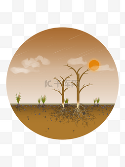 土层图片_植物元素树土层断面剖面枯枝老树