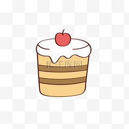 手绘卡通小蛋糕图片_小蛋糕甜点食物元素