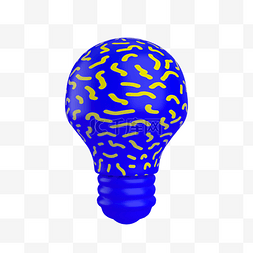 C4D孟菲斯风格蓝黄立体灯泡