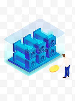 两大区块图片_蓝色透气感金融科技比特币区块链