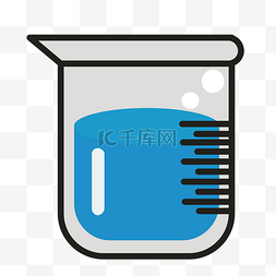 一个装蓝色化学药水的烧杯矢量图