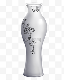 白色花瓶卡通图片_手绘白瓷高花瓶插画
