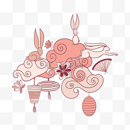 创意小兔子插画图片_创意中秋节兔子装饰素材