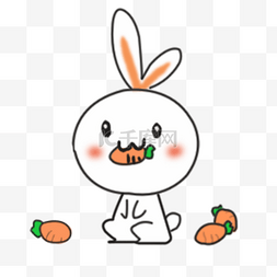 可爱动漫动物图片_小兔子小动物兔子吃萝卜动漫