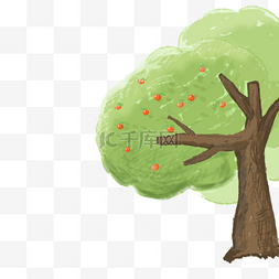 绿色植物卡通树木图片_绿色卡通矢量苹果树