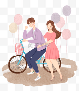 情人节骑单车浪漫情侣