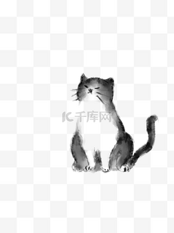 水墨风动物图片_中国风水墨动物猫