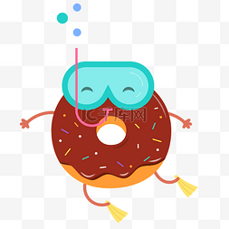 夏日潜水甜甜圈小人