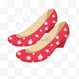 漂亮凉鞋图片_红色的小花凉鞋插画