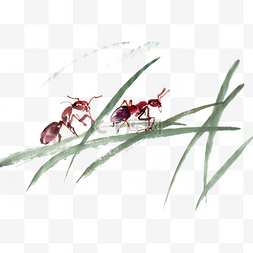 蚂蚁水墨画PNG免抠素材