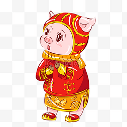 卡通吉祥动物图片_2019猪年新年红红火火手绘卡通吉