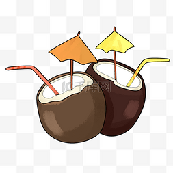 美味的椰子饮品插画