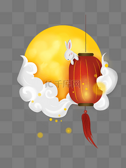 元宵兔子图片_中秋节灯笼和月亮元宵