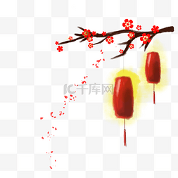 中国画素描图片_新年梅花灯笼花瓣