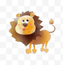 卡通动物小狮子图片_手绘卡通棕色狮子插画