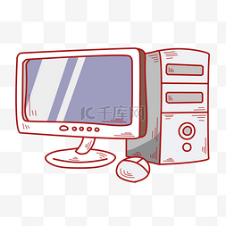 蓝色和白色的科技图片_白色的电脑和主机插画