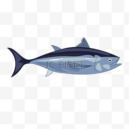 鱼海鲜图片_手绘卡通蓝色的鱼插画
